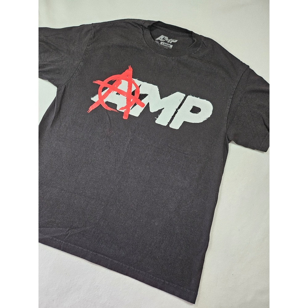 AMP Any Means Possible Black White and Red Anarchy Graphic Tee Size Large
